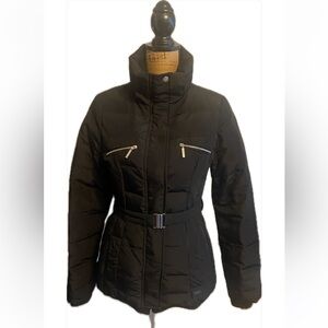 Zara Sz S Real Down Warm Wear Women’s Black Belted Puffer Jacket